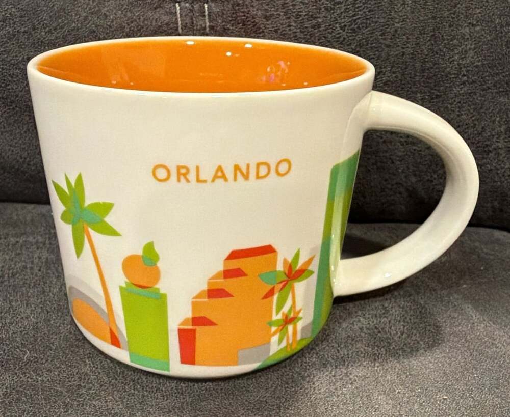 Starbucks Orlando You Are Here Mug 14 fl oz Orange Ceramic